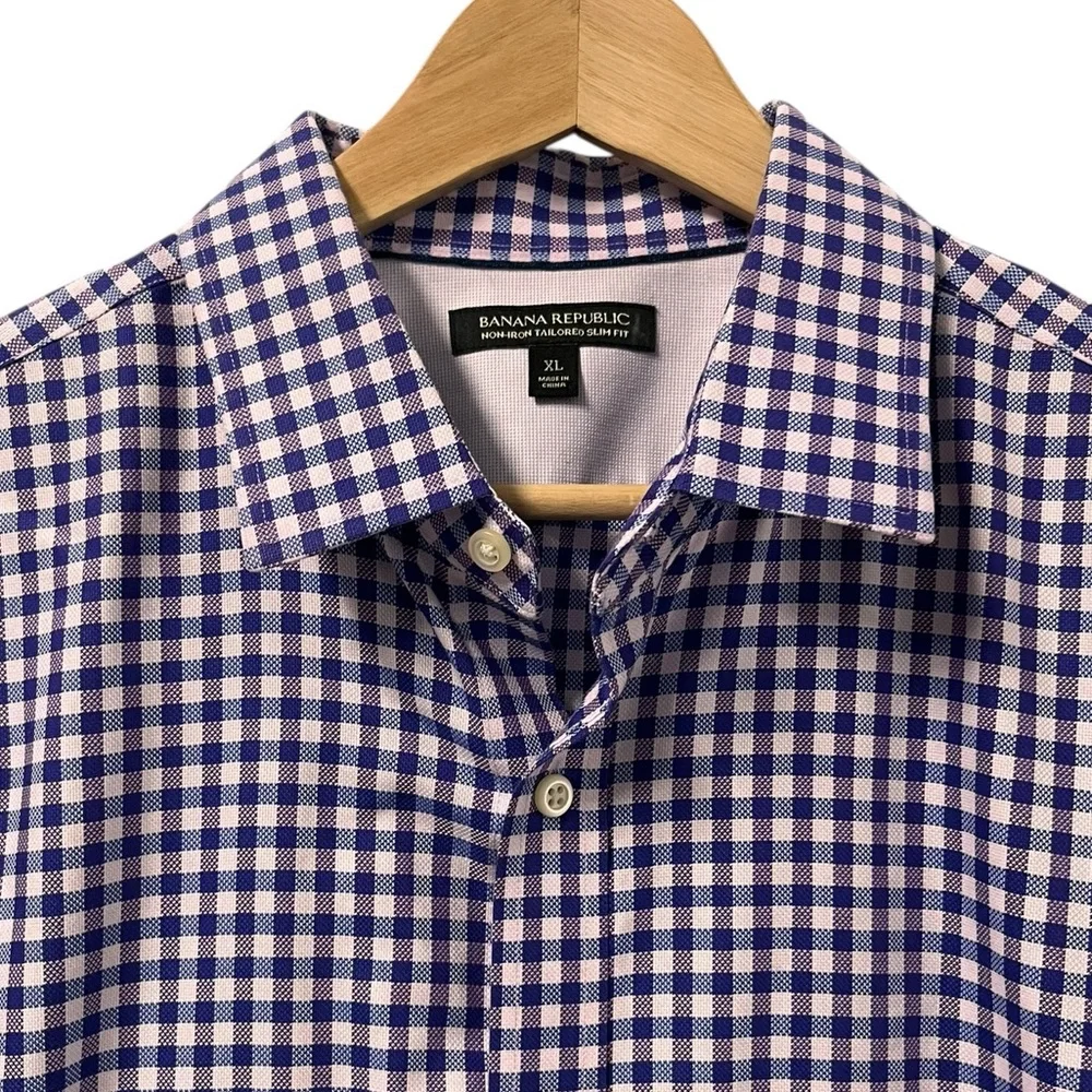 BANANA REPUBLIC Tailored Slim Fit Non-Iron Dress Shirt Purple Mens XL Spread